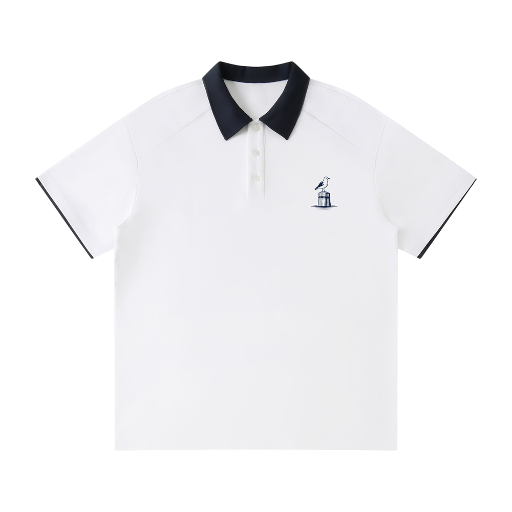Contrast Collar Raglan Polo Shirt