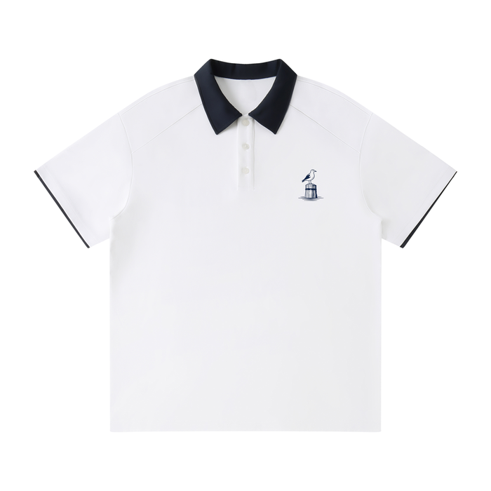 Contrast Collar Raglan Polo Shirt